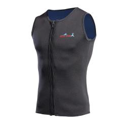Colete de neoprene masculino com zíper completo, jaqueta quente, sem mangas, protetor solar, água fria, mergulho, surf, top, 2mm - Image 3