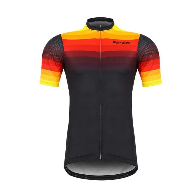Camisa de Ciclismo Oeste de Manga Curta Quick-Dry para Estrada e MTB - Roupas Esportivas de Verão para Equipes