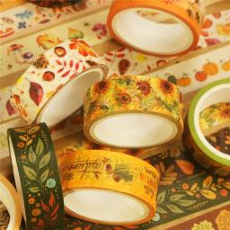 10 rolos fita papel decorativa outono e outono, fita para scrapbooking, conjunto fita papel diy, conta manual, - Image 4