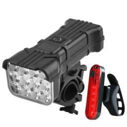 Luzes dianteiras e traseiras da bicicleta, 360 Graus Rotating Safety Light Set com Honk, Acessórios, 1200mAh - Image 5