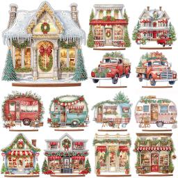 Madeira Diamante Pintura Tabletop Ornamentos Kit, Xmas Shop, DIY Arte, Tabletop Decorações para Mesa De Natal, Escritório, Decoração De Casa - Image 2