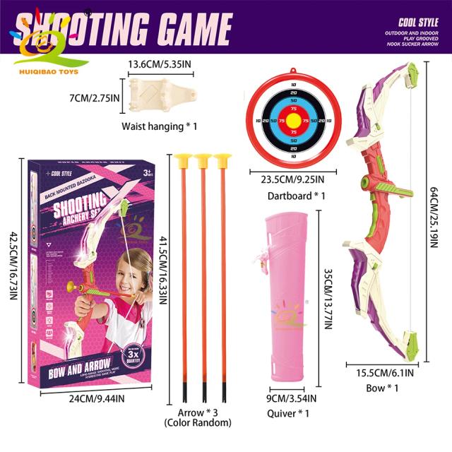 Arco e Flecha com Luz LED para Crianças, Jogo de Tiro ao Ar Livre com Flechas de Ventosa e Alvo, Brinquedo Divertido e Presente Ideal para Meninos e Meninas