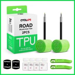 CYCLAMI TPU material ultraleve tubo interno da bicicleta 700c 18 32 estrada mtb pneu 45 65 mm comprimento válvula francesa ferramentas de reparo dos pneus, câmara de ar, câmara pneumática - Image 1