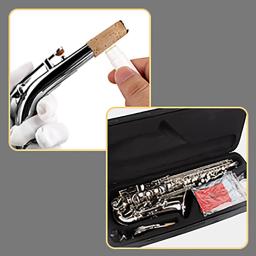 SLADE-saxofone alto com estojo de transporte, saxofone alto, Eb, E, plano, prateado, palhetas, luvas, pano de limpeza - Image 5
