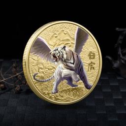 Moedas de animais míticos chineses colecionáveis, moeda de dragão, tigre, suzaku, zodíaco, tai chi, medalha comemorativa, sorte - Image 3