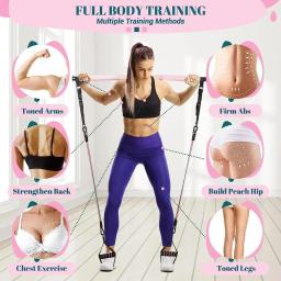 Kit Fitness Yoga Pilates Bar com bandas de resistência portátil Home Gym, kit de resistência Pilates para mulheres, treino de corpo inteiro - Image 4