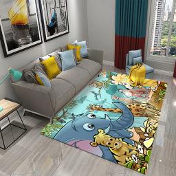 Jardim zoológico dos desenhos animados tapete bonito animal flor tapetes crianças meninos quarto antiderrapante área de jogo tapetes casa sala de estar cozinha decoração do assoalho - Image 1
