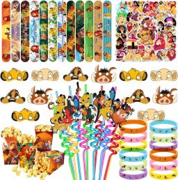 Suprimentos para lembrancinhas de festa de leão, canudos reutilizáveis para beber, simba, leão, balão, caixa de pipoca, adesivos para crianças, decorações de aniversário - Image 1