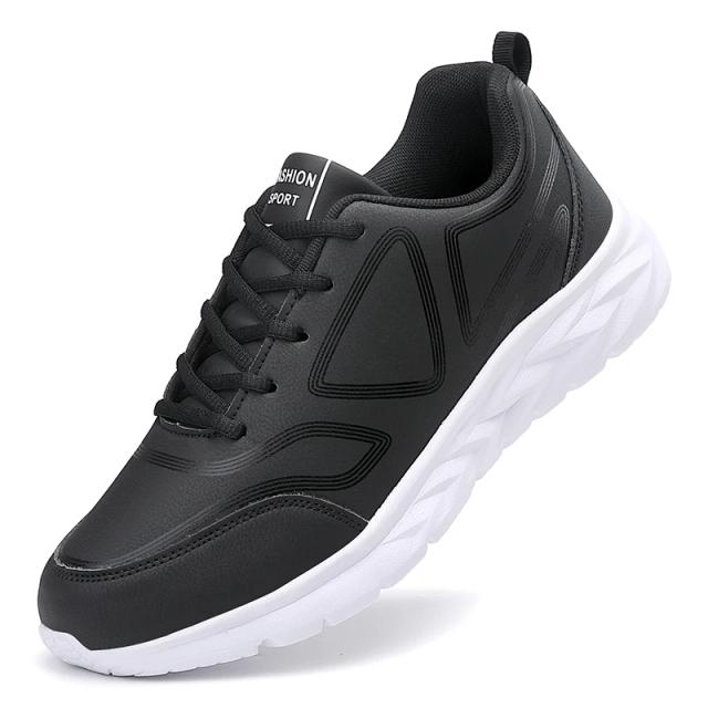 Tênis de Corrida Masculino Impermeável em Couro - Conforto e Estilo para Caminhadas e Lazer