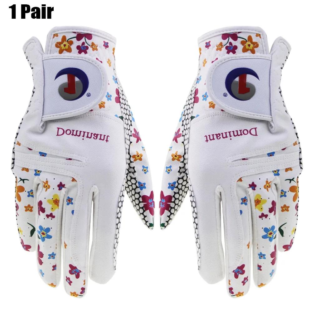 Luvas de golfe de couro PU para mulheres, macio, apto, durável, antiderrapante, respirável, aperto esportivo, 1 par - Image 1