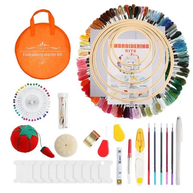 Kit Completo de Costura e Bordado com Saco de Armazenamento e Instruções para Iniciantes