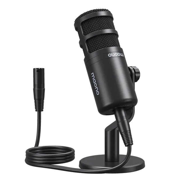 Microfone Dinâmico Maono Podcast XLR All Metal para Gravação e Streaming em PC - Compatível com Interface de Áudio e Mixer PD100