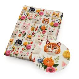 3D Imitação Bordado Laço, Urso, Borboleta, Gato, Tecidos de algodão, Pano de costura, Vestido, Artesanato DIY, Tecido caseiro, 50x145cm - Image 3