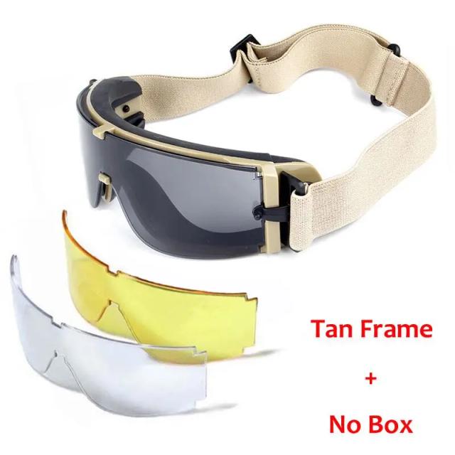 Óculos Militares X800 para Airsoft, Paintball e Caça com Protetor Solar e 3 Lentes Intercambiáveis para Aventureiros ao Ar Livre
