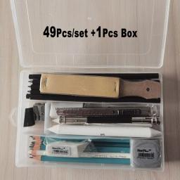 Profissional 33 pces 50 conjunto de arte kit completo com caixa 5h-8b esboço desenho lápis carvão grafite vara barra borracha para o artista - Image 1
