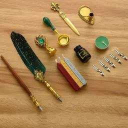 Pena Estilo Europeu Antigo Mergulhado Caneta De Tinta, Selo De Pintura De Fogo Conjunto De Caixa De Presente, Estudante Prática De Caligrafia E Assinatura Do Escritório Caneta - Image 6