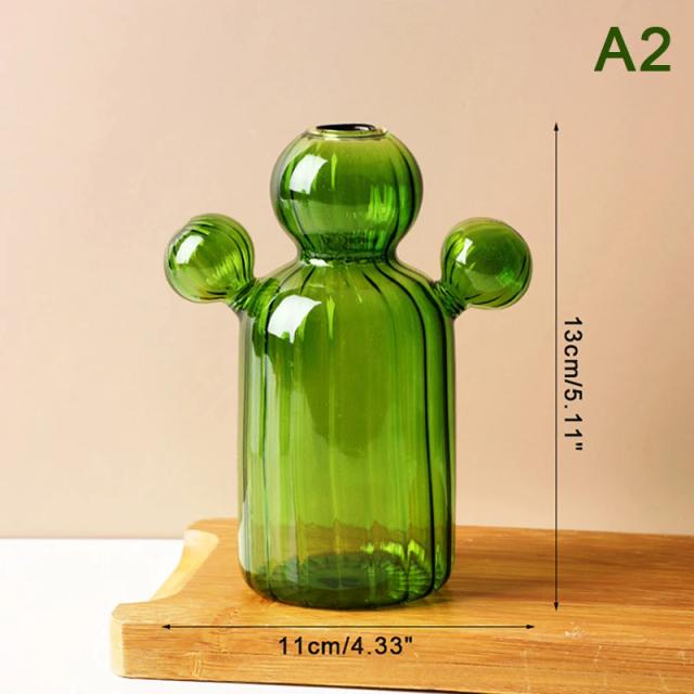 Cacto em Vaso de Vidro para Decoração de Quarto - Garrafa Hidroponica Transparente e Artesanato Moderno