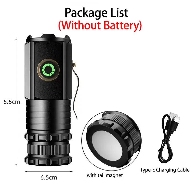 3led mini lanterna recarregável edc tocha à prova dwaterproof água caminhadas acampamento lanternas portáteis com clipe de caneta e ímã cauda - Image 2