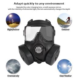 Zlangsports Mudança de cor Tático Paintball Airsoft Máscara Facial Completa com Ventiladores Duplos CS Cosplay Máscaras de Proteção - Image 4