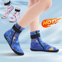 Neoprene Snorkeling Shoes para crianças, Mergulho com aletas meias para crianças, Botas protetoras para pés de praia, Natação Mantenha Quente, 3mm, Inverno - Image 1