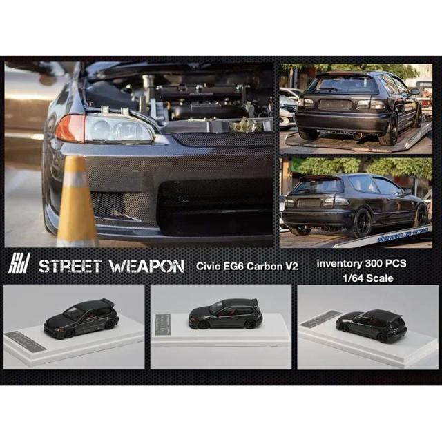 Diorama Street Weapon: Miniatura Colecionável 1:64 EG6 TYPE R Kanjozoku de Osaka, Diecast Racing