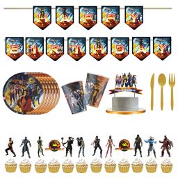 Mortal kombat conjunto de festa descartável meninos festa de aniversário decoração conjunto de fontes de festa copo placa banner balões decoração do chuveiro do bebê - Image 1
