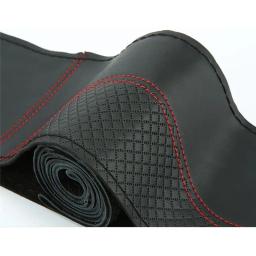 Couro Genuíno Braid Volante Tampa, Camada Superior, Embossing Mão Ponto, Acessórios Interior Do Carro, 15" - Image 5