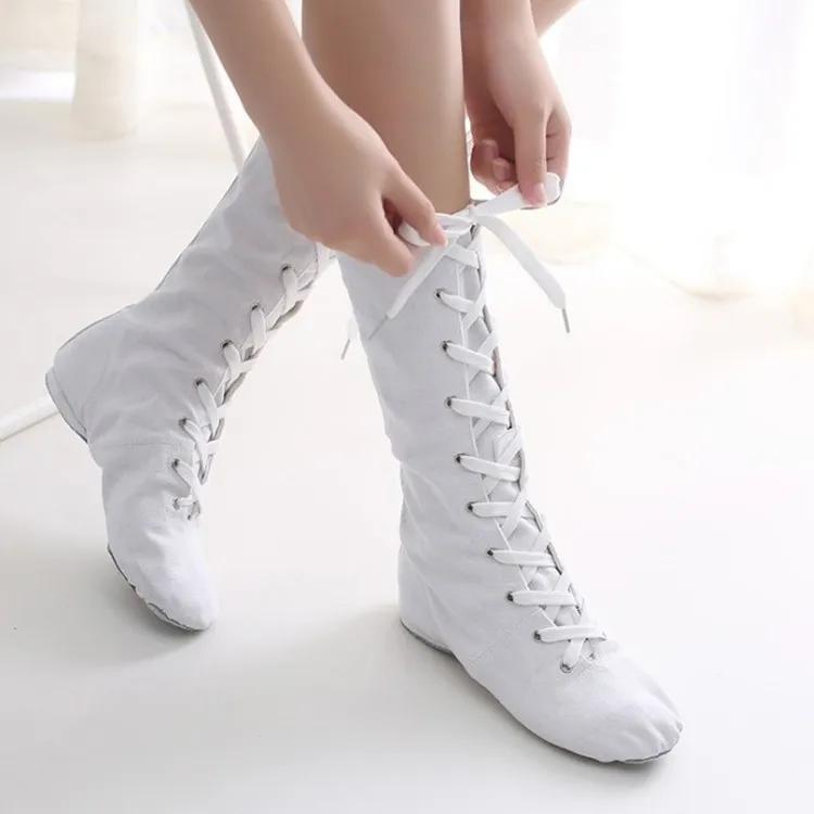 Tênis de dança esportiva para homens e mulheres, sapatos de dança jazz, botas de lona, botas curtas, meninas e meninos, 1 par por lote - Image 1
