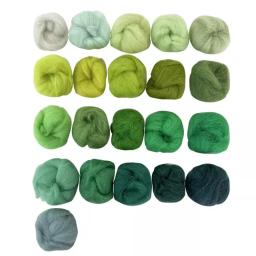 Fibra de lã para feltragem por agulha, feltragem úmida, fiação artesanal, materiais artesanais, série de cores verdes jovens, 66S - Image 4