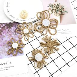 Flores de serapilheira de juta, 5 peças, fio de juta, flores artesanais para diy artesanato floral feito à mão, decoração de festa de casamento para casa - Image 4