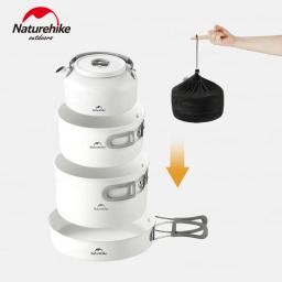 Naturehike-Panelas antiaderentes de cerâmica de aço inoxidável, panela portátil para acampamento ao ar livre, talheres de piquenique, frigideira - Image 5