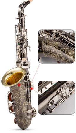 Alto e Saxofone Tenor, E-Flat, Black Nickel Gold Bell, Sax Bocal, Silver Key Reed, Pescoço Acessórios Para Instrumentos Musicais - Image 5