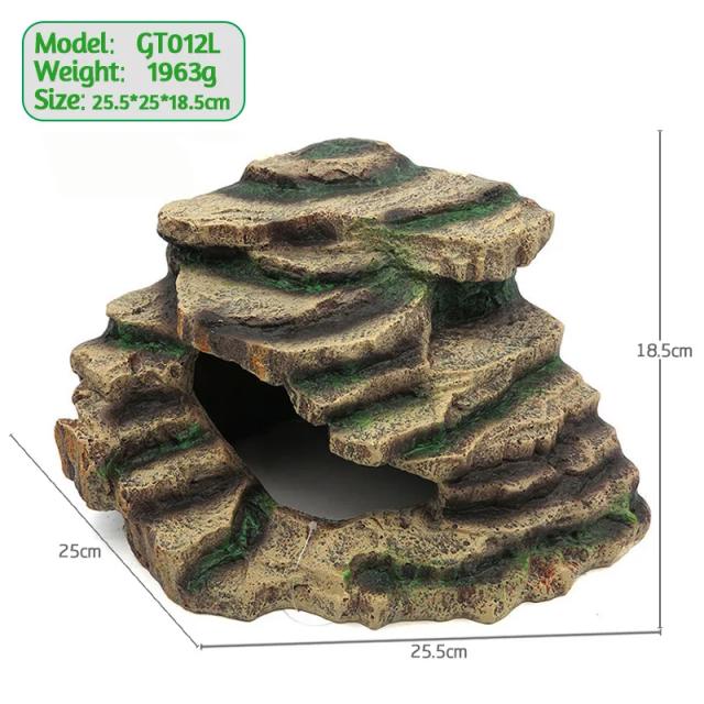 Plataforma de Resina para Répteis com Escada e Espaço para Esconderijo - Ideal para Tartarugas e Secagem