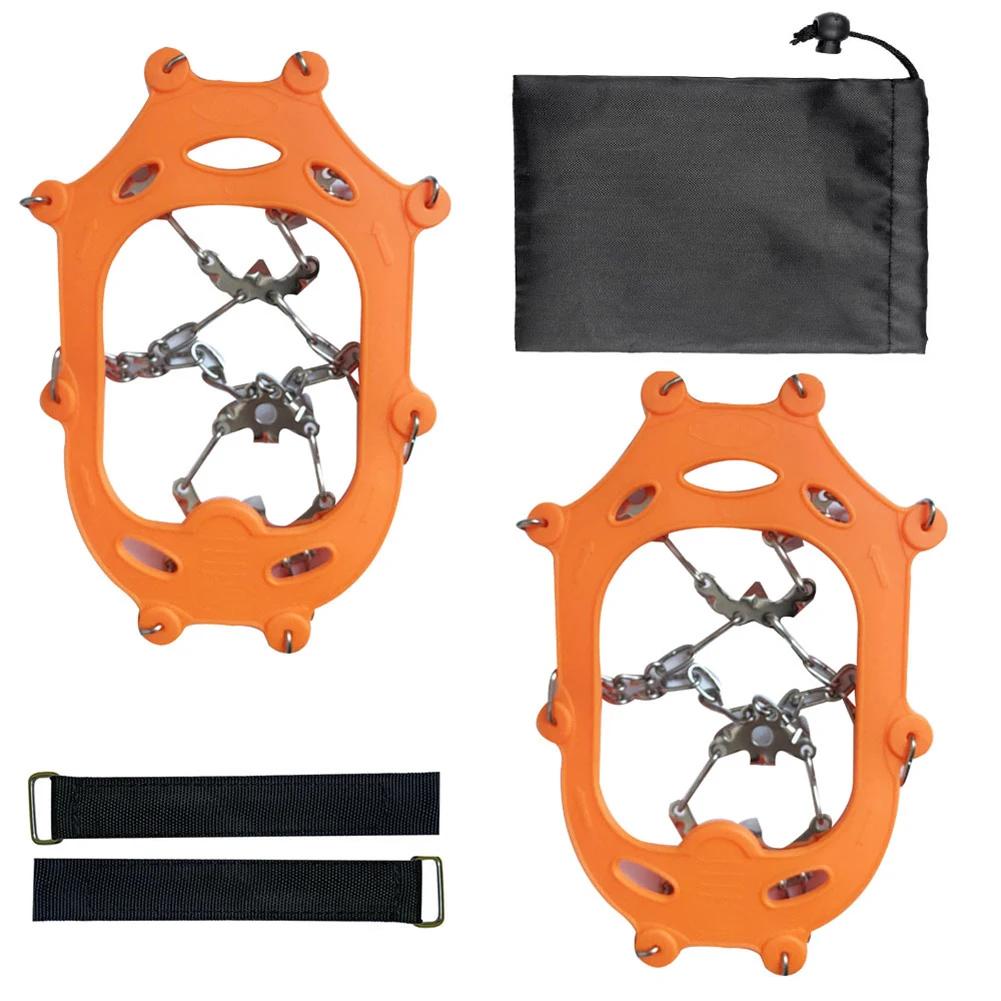 Grampos de montanhismo, antiderrapante, Sapatos de neve com apertos, Pico de corrente, aço inoxidável, caminhada unissex, acessórios para caminhadas, 19 dentes - Image 1