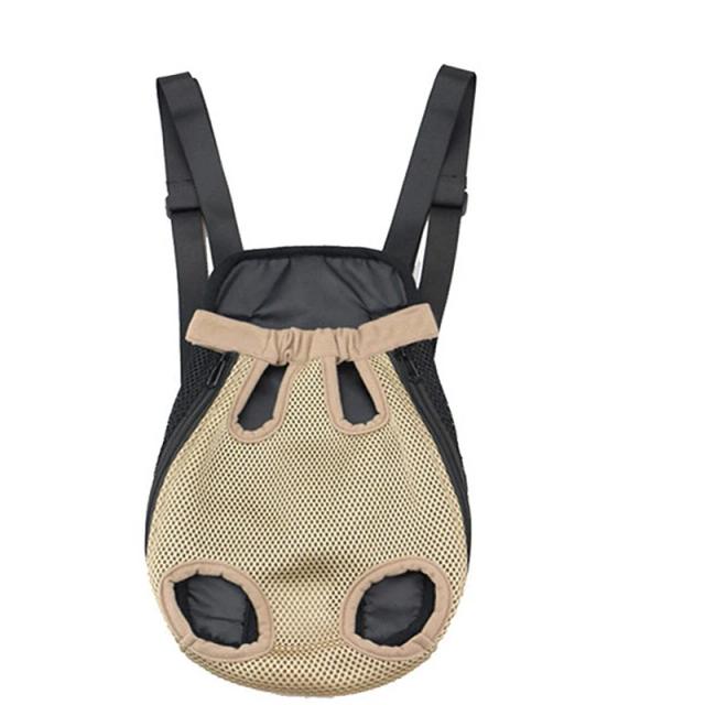 Mala de malha respirável com alça ajustável para pets, mochila prática para cães e gatos em viagens ao ar livre.