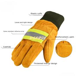 Luvas De Couro Resistentes Ao Desgaste Espessadas, Proteção Contra Incêndio, Isolamento De Fogo De Artifício, Resgate De Emergência, Luvas De Proteção De Bombeiro - Image 2