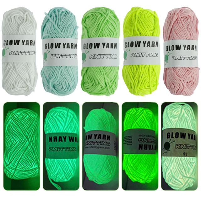 Fio Fluorescente Brilhante para Artesanato com Brilho no Escuro - Ideal para Suéteres de Tricô e Chapéus, 58 Jardas em 5 Cores