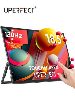 Monitor portátil UPERFECT Tela sensível ao toque de 18,5 polegadas 120 Hz com suporte ajustável VESA e 180 ° Ultrafino e leve UHD FreeSync IPS HDR Tela de jogos USB C Segundo monitor de viagem para laptop PC Mac Switch - Image 1