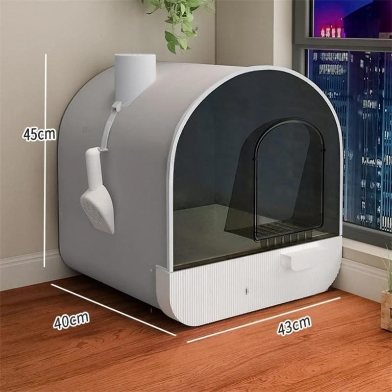 Caixa de areia para gatos, totalmente fechada, tipo corredor, grande ninhada de gato, vaso sanitário extragrande, modernos suprimentos para animais de estimação - Image 1