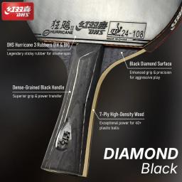 Raquete de tênis de mesa DHS DIAMOND preta de 7 camadas com uracão 3 borrachas - bastão de pingue-pongue profissional para rotação e velocidade - Image 2