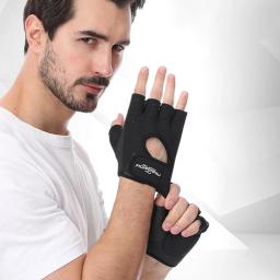 Luvas de treinamento de construção de corpo masculino luvas de ginásio de fitness luvas de levantamento de peso meia dedo protetor de mão - Image 2