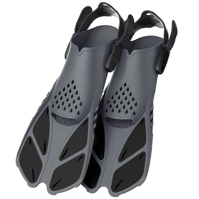 Barbatanas de Snorkel com Fivelas Ajustáveis para Adultos e Adolescentes - Nadadeiras de Salto Aberto e Tamanho de Viagem para Mergulho e Natação