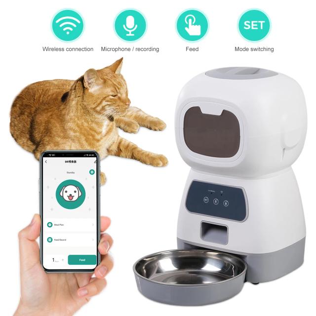 Alimentador Automático de 3,5L para Animais de Estimação com Dispensador Inteligente, Temporizador e Tigela de Aço Inoxidável para Cães e Gatos