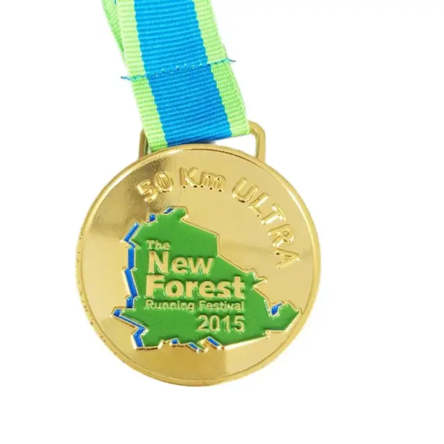 Medalha Personalizada em Ouro, Prata ou Bronze com Fita - 57.2mm de Diâmetro - Pacote com 200 Peças