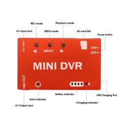 Gravador Mini FPV DVR/FPV de alta qualidade, Comutável NTSC/PAL, Bateria embutida, Interface Micro USB, Multi-idioma para FPV Drone - Image 6