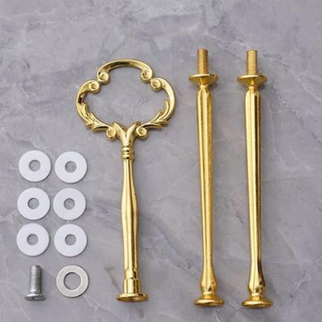 Suporte de Placa de Bolo com Alça em Três Camadas - Ideal para Festas de Casamento e Servir Sobremesas com Estilo