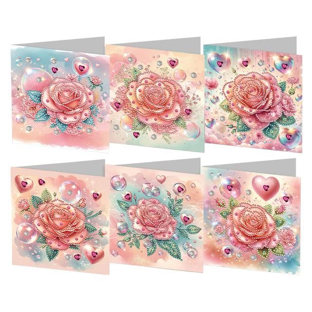 Conjunto de 6 Cartões de Natal DIY com Pintura de Diamante e Mosaico, para Agradecimentos Especiais