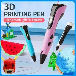 2024 nova caneta de impressão 3d caneta 3d para crianças com adaptador de energia 200m filamento pla caso viagem aniversário presente natal para crianças - Image 1