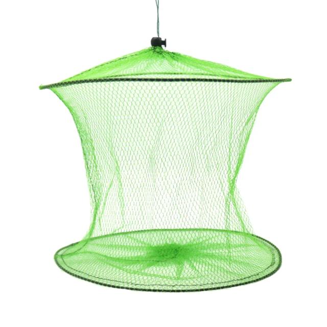 Armadilha Portátil de Pesca 2 Camadas 48x30cm para Peixes e Camarões com Malha Eficiente