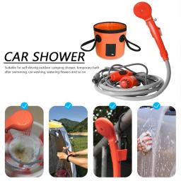 Chuveiro de acampamento 10/12l balde de água 12v bomba caminhadas viagem ao ar livre banho elétrico mostrar planta rega lavadora carro pet limpeza - Image 5